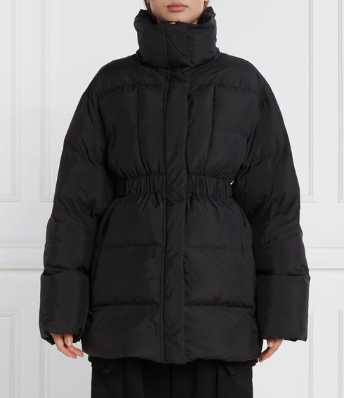 PINKO - Causale Cappotto Tela Tecnica Con Patch Black