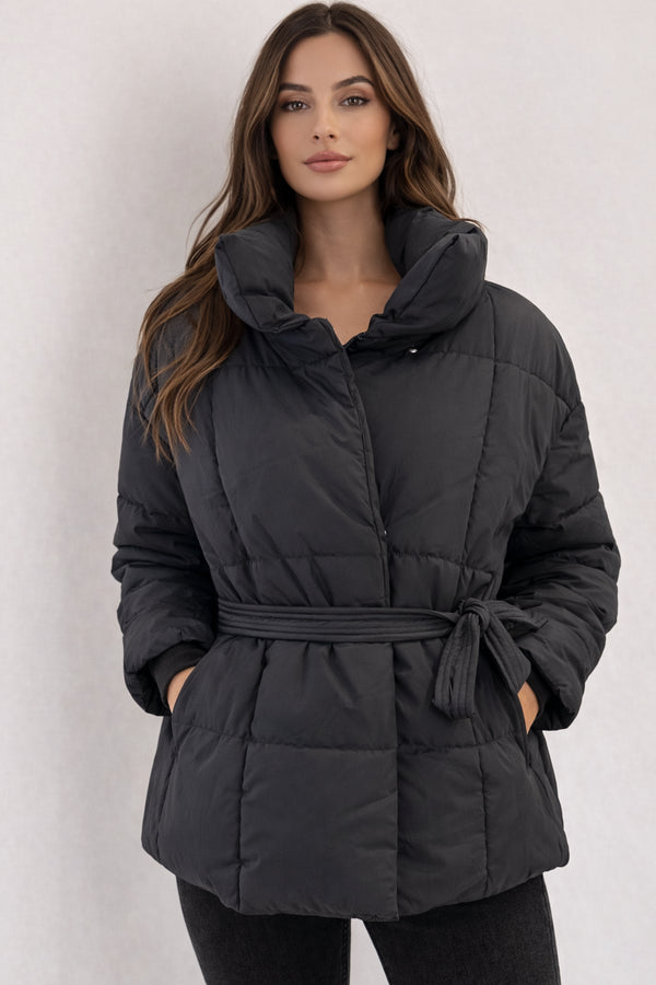 Whiteroom Selection - Black Belted Puffer Jacket