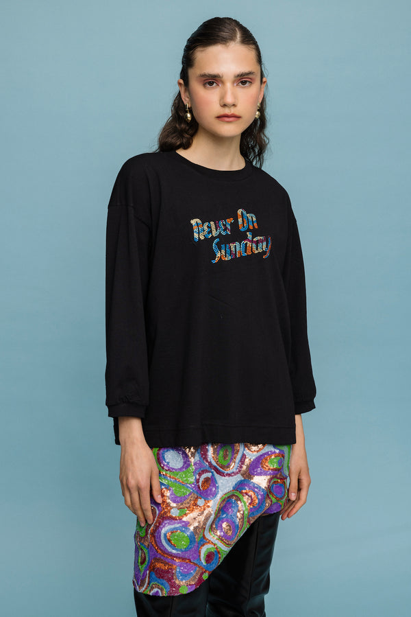 Never On Sunday - Susan Top Long Sleeve Black