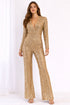 Nema - Gold Sequin V-Neck Jumpsuit