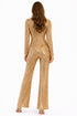 Nema - Gold Sequin V-Neck Jumpsuit