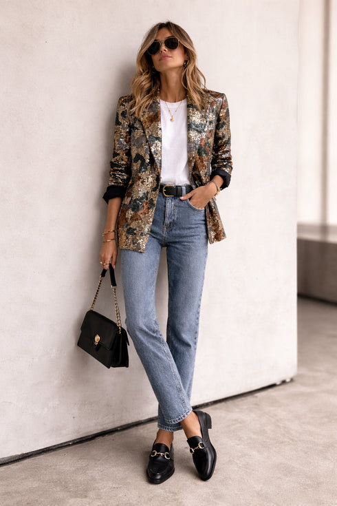 Lovin' Cloz - Sequin Camouflage Blazer