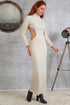 Lace - Πλεκτό Maxi Φόρεμα Cut Out Εκρού