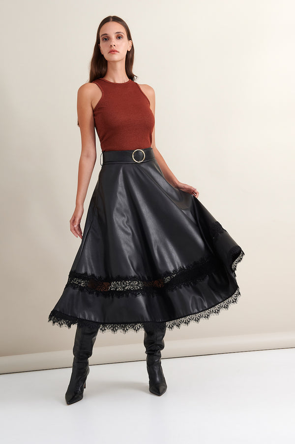 LACE Γυναικεία Μπλούζα Πλεκτή Κεραμιδί Αμάνικη